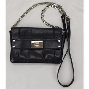 Milly Leather Small Crossbody Bag Shoulder Purse Silver Chain Strap
